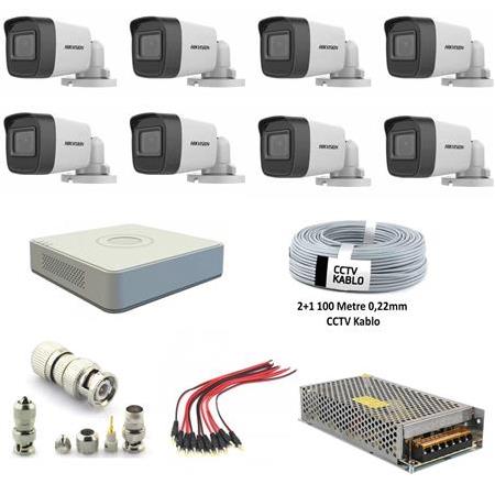 HIKVISION 8 Lİ 2MP 1080P BULLET FULLHD GÜVENLİK KAMERA SETİ
