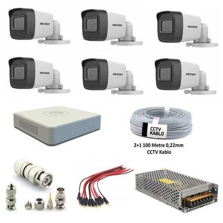 HIKVISION 6 LI 2MP 1080P BULLET FULLHD GÜVENLİK KAMERA SETİ