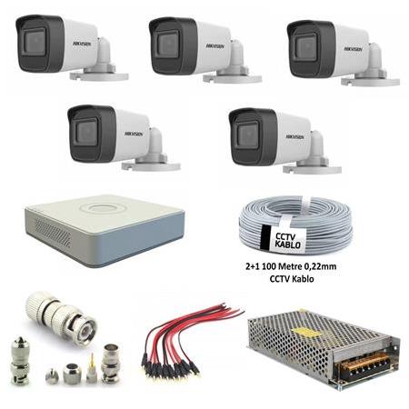 HIKVISION 5 Lİ 2MP 1080P BULLET FULLHD GÜVENLİK KAMERA SETİ