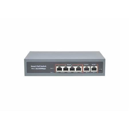 SWITCH SP-0678PLD 4Port PoE + 2 Port Uplink 250m Aktif PoE Switch Dahili Power