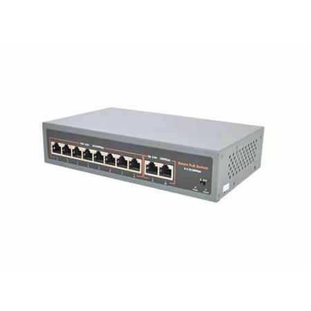 SWITCH SP-10120PLDE 8 Port PoE + 2 Port uplink 250m AI Aktif PoE Switch- Dahili Power