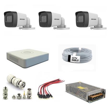 HIKVISION 3 LÜ 2MP 1080P BULLET FULLHD GÜVENLİK KAMERA SETİ