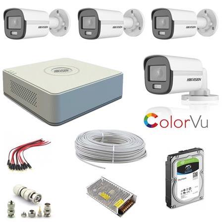 HIKVISION COLORVU 4LÜ 2MP 1080P FULL HD SET 7/24 RENKLİ GÖRÜNTÜ
