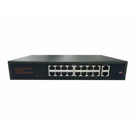 SWITCH Y. SP-18250PLD AI 16 Port PoE + 2 Port Uplink - 250 Metre Dahili Power